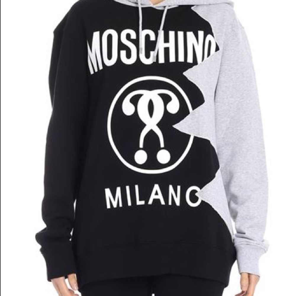 Moschino Question Mark Gray Black Sweatshirt/ Hoodie/ Unisex IT size 44
